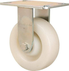 Hamilton - 6" Diam x 2" Wide x 7-1/2" OAH Top Plate Mount Rigid Caster - Nylon, 1,100 Lb Capacity, Precision Ball Bearing, 4-1/2 x 6-1/4" Plate - USA Tool & Supply