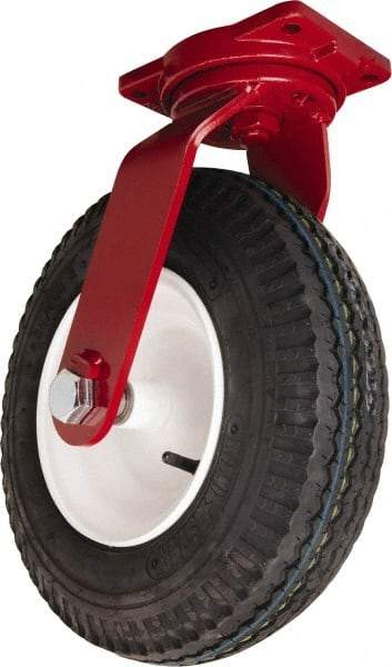 Hamilton - 21" Diam, Rubber Swivel Caster - 2,500 Lb Capacity, Top Plate Mount, 8-1/2" x 8-1/2" Plate, Tapered Roller Bearing - USA Tool & Supply