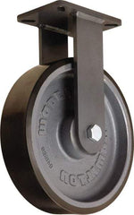 Hamilton - 12" Diam x 3" Wide x 15-1/2" OAH Top Plate Mount Rigid Caster - Polyurethane Mold onto Cast Iron Center, 4,000 Lb Capacity, Tapered Roller Bearing, 5-1/4 x 7-1/4" Plate - USA Tool & Supply
