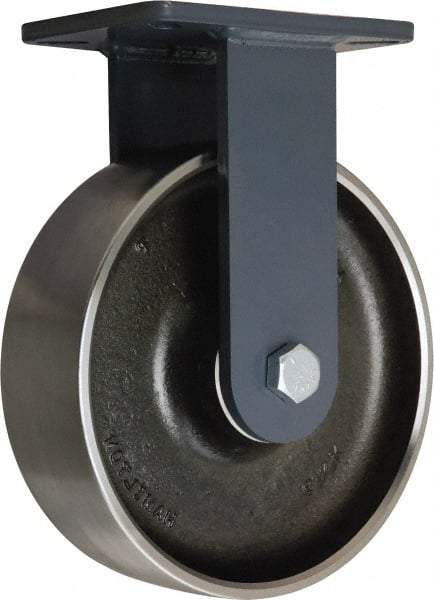 Hamilton - 10" Diam x 3" Wide x 12-1/2" OAH Top Plate Mount Rigid Caster - Forged Steel, 4,000 Lb Capacity, Tapered Roller Bearing, 5-1/4 x 7-1/4" Plate - USA Tool & Supply
