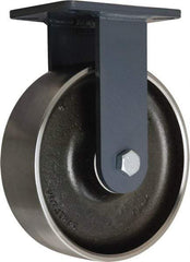 Hamilton - 10" Diam x 3" Wide x 12-1/2" OAH Top Plate Mount Rigid Caster - Forged Steel, 4,000 Lb Capacity, Tapered Roller Bearing, 5-1/4 x 7-1/4" Plate - USA Tool & Supply