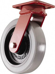 Hamilton - 8" Diam x 2" Wide x 9-1/2" OAH Top Plate Mount Swivel Caster - Polyurethane, 2,000 Lb Capacity, Sealed Precision Ball Bearing, 4 x 5" Plate - USA Tool & Supply