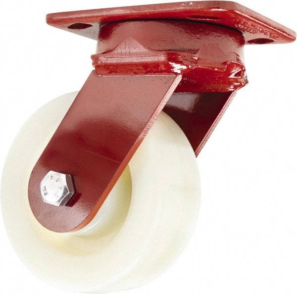 Hamilton - 5" Diam x 2" Wide x 6-1/2" OAH Top Plate Mount Swivel Caster - Nylon, 900 Lb Capacity, Sealed Precision Ball Bearing, 4 x 5" Plate - USA Tool & Supply