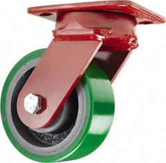 Hamilton - 5" Diam x 2" Wide x 6-1/2" OAH Top Plate Mount Swivel Caster - Polyurethane, 1,050 Lb Capacity, Sealed Precision Ball Bearing, 4 x 5" Plate - USA Tool & Supply