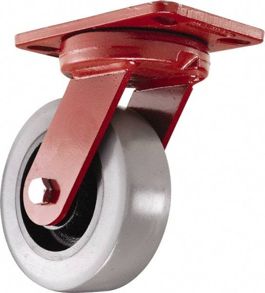 Hamilton - 6" Diam x 2" Wide x 7-3/4" OAH Top Plate Mount Swivel Caster - Polyurethane, 1,620 Lb Capacity, Sealed Precision Ball Bearing, 4-1/2 x 6-1/2" Plate - USA Tool & Supply