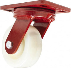 Hamilton - 5" Diam x 2" Wide x 6-3/4" OAH Top Plate Mount Swivel Caster - Nylon, 900 Lb Capacity, Sealed Precision Ball Bearing, 4-1/2 x 6-1/2" Plate - USA Tool & Supply