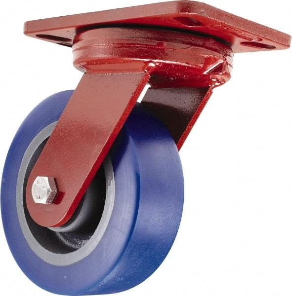 Hamilton - 6" Diam x 2" Wide x 7-3/4" OAH Top Plate Mount Swivel Caster - Polyurethane, 1,300 Lb Capacity, Sealed Precision Ball Bearing, 4-1/2 x 6-1/2" Plate - USA Tool & Supply