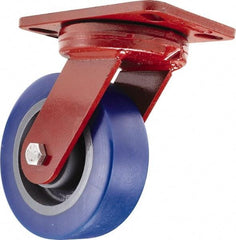 Hamilton - 6" Diam x 2" Wide x 7-3/4" OAH Top Plate Mount Swivel Caster - Polyurethane, 1,300 Lb Capacity, Sealed Precision Ball Bearing, 4-1/2 x 6-1/2" Plate - USA Tool & Supply