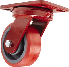 Hamilton - 5" Diam x 2" Wide x 6-3/4" OAH Top Plate Mount Swivel Caster - Polyurethane, 1,250 Lb Capacity, Sealed Precision Ball Bearing, 4-1/2 x 6-1/2" Plate - USA Tool & Supply