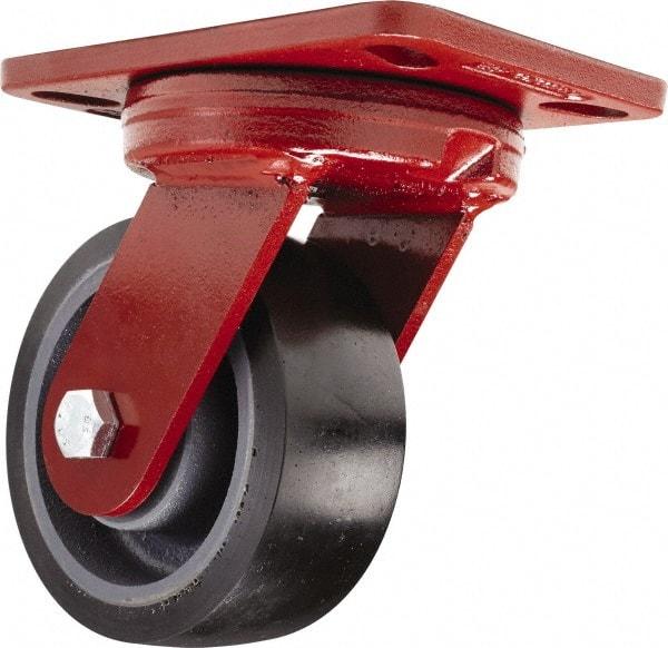 Hamilton - 5" Diam x 2" Wide x 6-3/4" OAH Top Plate Mount Swivel Caster - Polyurethane, 1,360 Lb Capacity, Sealed Precision Ball Bearing, 4-1/2 x 6-1/2" Plate - USA Tool & Supply