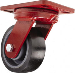 Hamilton - 5" Diam x 2" Wide x 6-3/4" OAH Top Plate Mount Swivel Caster - Polyurethane, 1,360 Lb Capacity, Sealed Precision Ball Bearing, 4-1/2 x 6-1/2" Plate - USA Tool & Supply