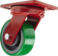 Hamilton - 5" Diam x 2" Wide x 6-3/4" OAH Top Plate Mount Swivel Caster - Polyurethane, 1,050 Lb Capacity, Sealed Precision Ball Bearing, 4-1/2 x 6-1/2" Plate - USA Tool & Supply