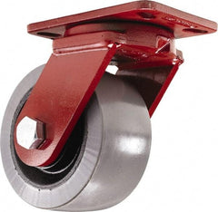 Hamilton - 6" Diam x 3" Wide x 7-1/2" OAH Top Plate Mount Swivel Caster - Polyurethane, 3,000 Lb Capacity, Sealed Precision Ball Bearing, 4-1/2 x 6-1/2" Plate - USA Tool & Supply