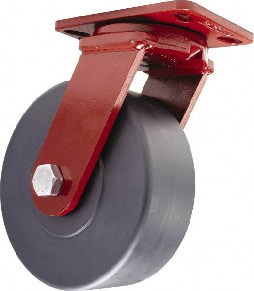 Hamilton - 10" Diam x 3" Wide x 11-1/2" OAH Top Plate Mount Swivel Caster - Nylon, 3,200 Lb Capacity, Sealed Precision Ball Bearing, 4-1/2 x 6-1/2" Plate - USA Tool & Supply