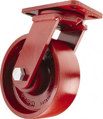 Hamilton - 10" Diam x 3" Wide x 11-1/2" OAH Top Plate Mount Swivel Caster - Cast Iron, 2,600 Lb Capacity, Sealed Precision Ball Bearing, 4-1/2 x 6-1/2" Plate - USA Tool & Supply