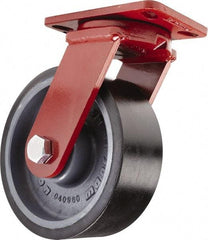 Hamilton - 10" Diam x 3" Wide x 11-1/2" OAH Top Plate Mount Swivel Caster - Polyurethane, 3,200 Lb Capacity, Sealed Precision Ball Bearing, 4-1/2 x 6-1/2" Plate - USA Tool & Supply