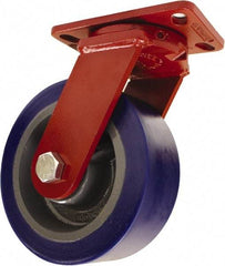 Hamilton - 10" Diam x 3" Wide x 11-1/2" OAH Top Plate Mount Swivel Caster - Polyurethane, 3,200 Lb Capacity, Sealed Precision Ball Bearing, 4-1/2 x 6-1/2" Plate - USA Tool & Supply