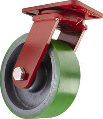 Hamilton - 10" Diam x 3" Wide x 11-1/2" OAH Top Plate Mount Swivel Caster - Polyurethane, 3,000 Lb Capacity, Sealed Precision Ball Bearing, 4-1/2 x 6-1/2" Plate - USA Tool & Supply
