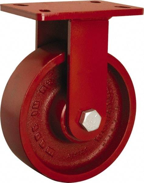 Hamilton - 10" Diam x 3" Wide x 11-1/2" OAH Top Plate Mount Rigid Caster - Cast Iron, 2,600 Lb Capacity, Sealed Precision Ball Bearing, 5 x 7" Plate - USA Tool & Supply