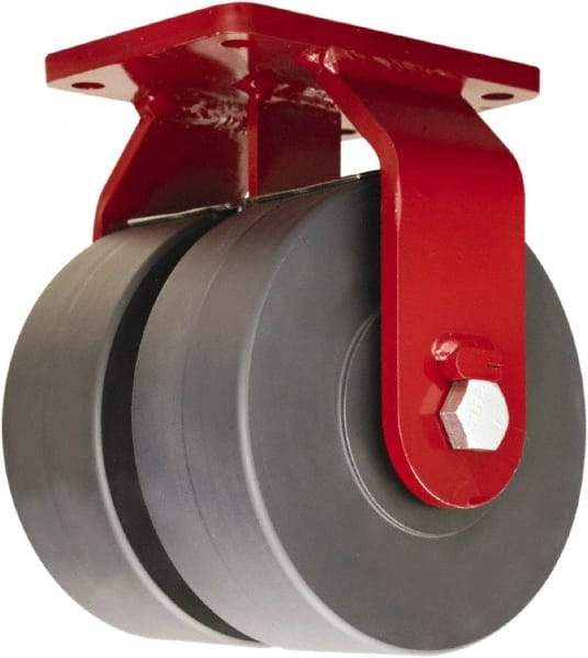 Hamilton - 8" Diam x 3" Wide x 10-1/2" OAH Top Plate Mount Dual Rigid Caster - Nylon, 7,000 Lb Capacity, Sealed Precision Ball Bearing, 5-1/2 x 7-1/2" Plate - USA Tool & Supply