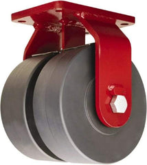 Hamilton - 8" Diam x 3" Wide x 10-1/2" OAH Top Plate Mount Dual Rigid Caster - Nylon, 7,000 Lb Capacity, Sealed Precision Ball Bearing, 5-1/2 x 7-1/2" Plate - USA Tool & Supply