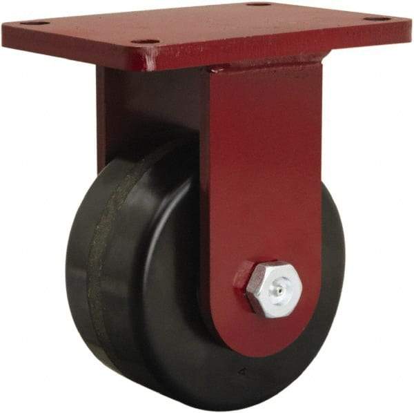 Hamilton - 6" Diam x 3" Wide x 8-1/2" OAH Top Plate Mount Rigid Caster - Phenolic, 2,000 Lb Capacity, Straight Roller Bearing, 5-1/2 x 7-1/2" Plate - USA Tool & Supply