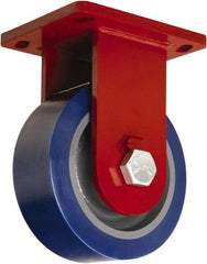 Hamilton - 8" Diam x 3" Wide x 10-1/2" OAH Top Plate Mount Rigid Caster - Polyurethane Mold on Forged Steel, 3,500 Lb Capacity, Tapered Roller Bearing, 6-1/2 x 7-1/2" Plate - USA Tool & Supply