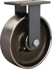 Hamilton - 10" Diam x 3" Wide x 12-1/16" OAH Top Plate Mount Rigid Caster - Forged Steel, 2,400 Lb Capacity, Tapered Roller Bearing, 5 x 7" Plate - USA Tool & Supply