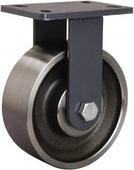 Hamilton - 8" Diam x 3" Wide x 10-1/4" OAH Top Plate Mount Rigid Caster - Forged Steel, 2,400 Lb Capacity, Tapered Roller Bearing, 5 x 7" Plate - USA Tool & Supply