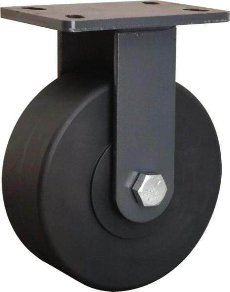 Hamilton - 8" Diam x 3" Wide x 10-1/4" OAH Top Plate Mount Rigid Caster - Nylon, 2,400 Lb Capacity, Sealed Precision Ball Bearing, 5 x 7" Plate - USA Tool & Supply