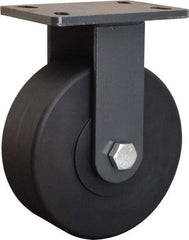 Hamilton - 8" Diam x 3" Wide x 10-1/4" OAH Top Plate Mount Rigid Caster - Nylon, 2,400 Lb Capacity, Sealed Precision Ball Bearing, 5 x 7" Plate - USA Tool & Supply