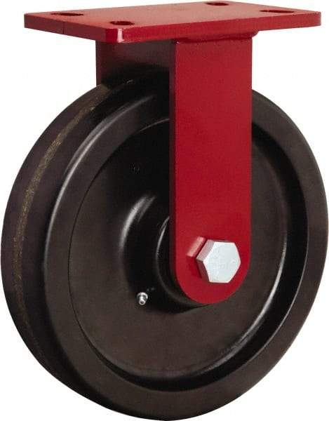 Hamilton - 10" Diam x 2-1/2" Wide x 11-1/2" OAH Top Plate Mount Rigid Caster - Phenolic, 2,200 Lb Capacity, Tapered Roller Bearing, 5 x 7" Plate - USA Tool & Supply