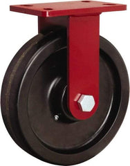 Hamilton - 10" Diam x 2-1/2" Wide x 11-1/2" OAH Top Plate Mount Rigid Caster - Phenolic, 2,200 Lb Capacity, Straight Roller Bearing, 5 x 7" Plate - USA Tool & Supply