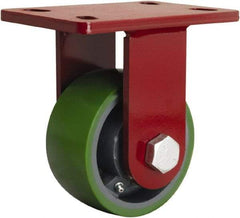 Hamilton - 5" Diam x 2-1/2" Wide x 7" OAH Top Plate Mount Rigid Caster - Polyurethane Mold onto Cast Iron Center, 1,300 Lb Capacity, Straight Roller Bearing, 5 x 7" Plate - USA Tool & Supply