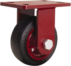 Hamilton - 6" Diam x 2-1/2" Wide x 7-1/2" OAH Top Plate Mount Rigid Caster - Rubber Mold on Cast Iron, 540 Lb Capacity, Tapered Roller Bearing, 5 x 7" Plate - USA Tool & Supply