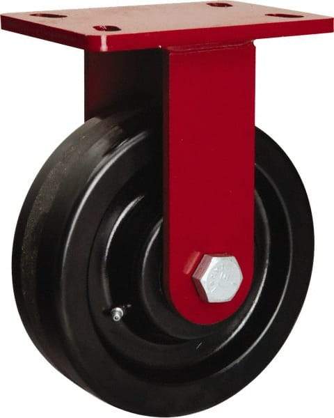 Hamilton - 8" Diam x 2-1/2" Wide x 10-1/8" OAH Top Plate Mount Rigid Caster - Phenolic, 2,000 Lb Capacity, Tapered Roller Bearing, 5 x 7" Plate - USA Tool & Supply