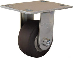 Hamilton - 4" Diam x 2" Wide x 5-5/8" OAH Top Plate Mount Rigid Caster - Rubber Mold on Polyolefin, 300 Lb Capacity, Straight Roller Bearing, 4-1/2 x 6-1/4" Plate - USA Tool & Supply