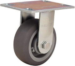 Hamilton - 5" Diam x 2" Wide x 6-1/2" OAH Top Plate Mount Rigid Caster - Rubber Mold on Polyolefin, 350 Lb Capacity, Straight Roller Bearing, 4-1/2 x 6-1/4" Plate - USA Tool & Supply