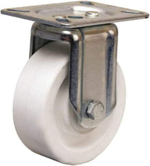 Hamilton - 4" Diam x 1-1/2" Wide x 5-1/16" OAH Top Plate Mount Rigid Caster - Polyolefin, 400 Lb Capacity, Plain Bore Bearing, 3-1/8 x 4-1/8" Plate - USA Tool & Supply