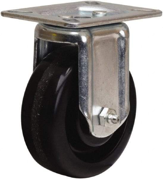 Hamilton - 4" Diam x 1-1/2" Wide x 5-1/16" OAH Top Plate Mount Rigid Caster - Phenolic, 375 Lb Capacity, Straight Roller Bearing, 3-1/8 x 4-1/8" Plate - USA Tool & Supply