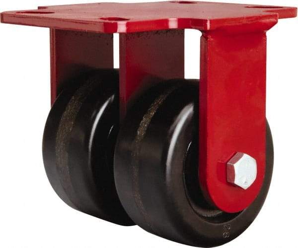 Hamilton - 4" Diam x 2" Wide x 5-5/8" OAH Top Plate Mount Rigid Caster - Phenolic, 1,600 Lb Capacity, Straight Roller Bearing, 4-1/2 x 6-1/2" Plate - USA Tool & Supply