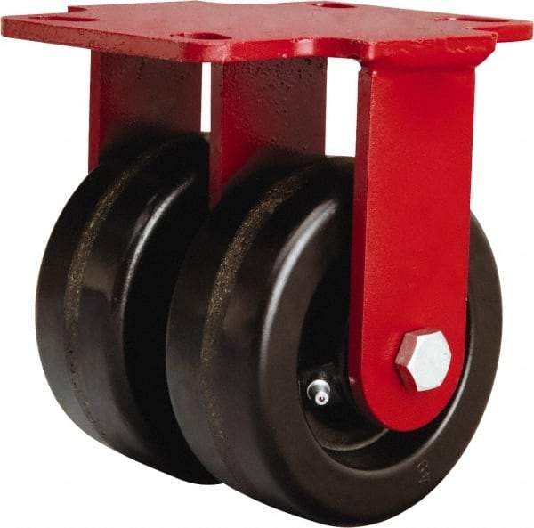 Hamilton - 5" Diam x 2" Wide x 6-3/4" OAH Top Plate Mount Rigid Caster - Phenolic, 2,000 Lb Capacity, Straight Roller Bearing, 4-1/2 x 6-1/2" Plate - USA Tool & Supply