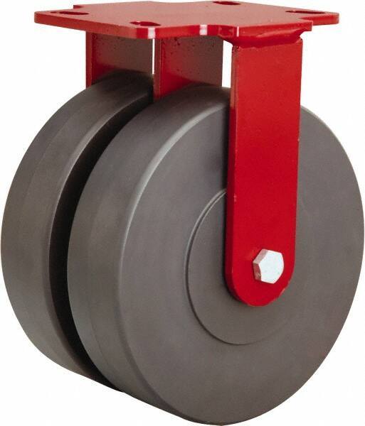 Hamilton - 8" Diam x 2" Wide x 9-3/4" OAH Top Plate Mount Rigid Caster - Nylon, 2,000 Lb Capacity, Sealed Precision Ball Bearing, 4-1/2 x 6-1/2" Plate - USA Tool & Supply