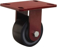 Hamilton - 4" Diam x 2" Wide x 5-5/8" OAH Top Plate Mount Rigid Caster - Polyurethane Mold onto Cast Iron Center, 975 Lb Capacity, Sealed Precision Ball Bearing, 4-1/2 x 6-1/2" Plate - USA Tool & Supply