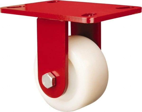 Hamilton - 4" Diam x 2" Wide x 5-5/8" OAH Top Plate Mount Rigid Caster - Nylon, 800 Lb Capacity, Sealed Precision Ball Bearing, 4-1/2 x 6-1/2" Plate - USA Tool & Supply