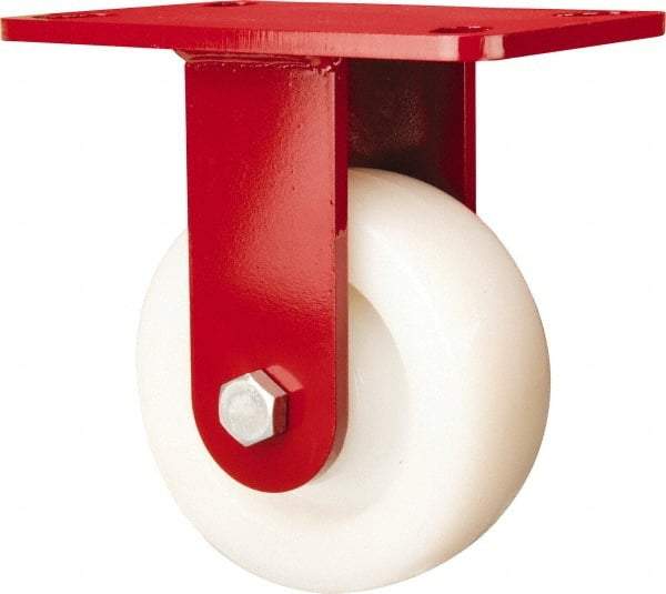 Hamilton - 5" Diam x 2" Wide x 6-1/2" OAH Top Plate Mount Rigid Caster - Nylon, 900 Lb Capacity, Sealed Precision Ball Bearing, 4 x 5" Plate - USA Tool & Supply