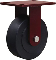 Hamilton - 6" Diam x 2" Wide x 7-3/4" OAH Top Plate Mount Rigid Caster - Nylon, 2,000 Lb Capacity, Sealed Precision Ball Bearing, 4-1/2 x 6-1/2" Plate - USA Tool & Supply