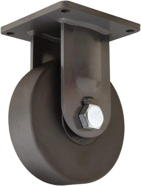 Hamilton - 10" Diam x 3" Wide x 13" OAH Top Plate Mount Rigid Caster - Nylon, 8,200 Lb Capacity, Precision Roller Ball Bearing, 8-1/2 x 8-1/2" Plate - USA Tool & Supply