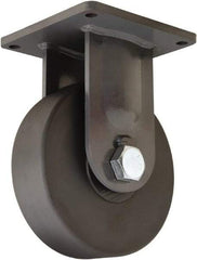 Hamilton - 10" Diam x 3" Wide x 13" OAH Top Plate Mount Rigid Caster - Nylon, 8,200 Lb Capacity, Precision Roller Ball Bearing, 8-1/2 x 8-1/2" Plate - USA Tool & Supply