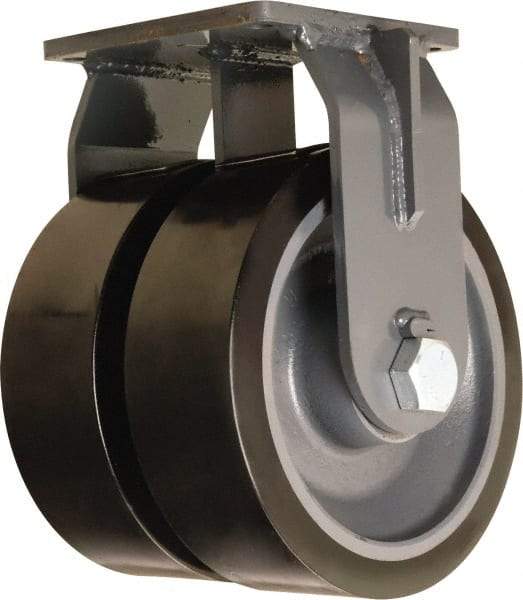 Hamilton - 12" Diam x 4" Wide x 15-1/2" OAH Top Plate Mount Dual Rigid Caster - Polyurethane Mold on Forged Steel, 15,600 Lb Capacity, Tapered Roller Bearing, 8-1/2 x 8-1/2" Plate - USA Tool & Supply